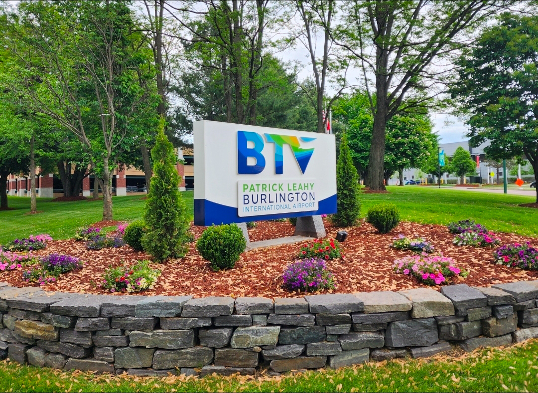 Patrick Leahy Burlington International Airport entrance sign